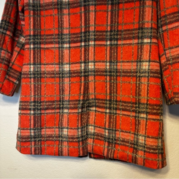 EN MERCI orange plaid single breasted shacket coat S - Picture 12 of 12